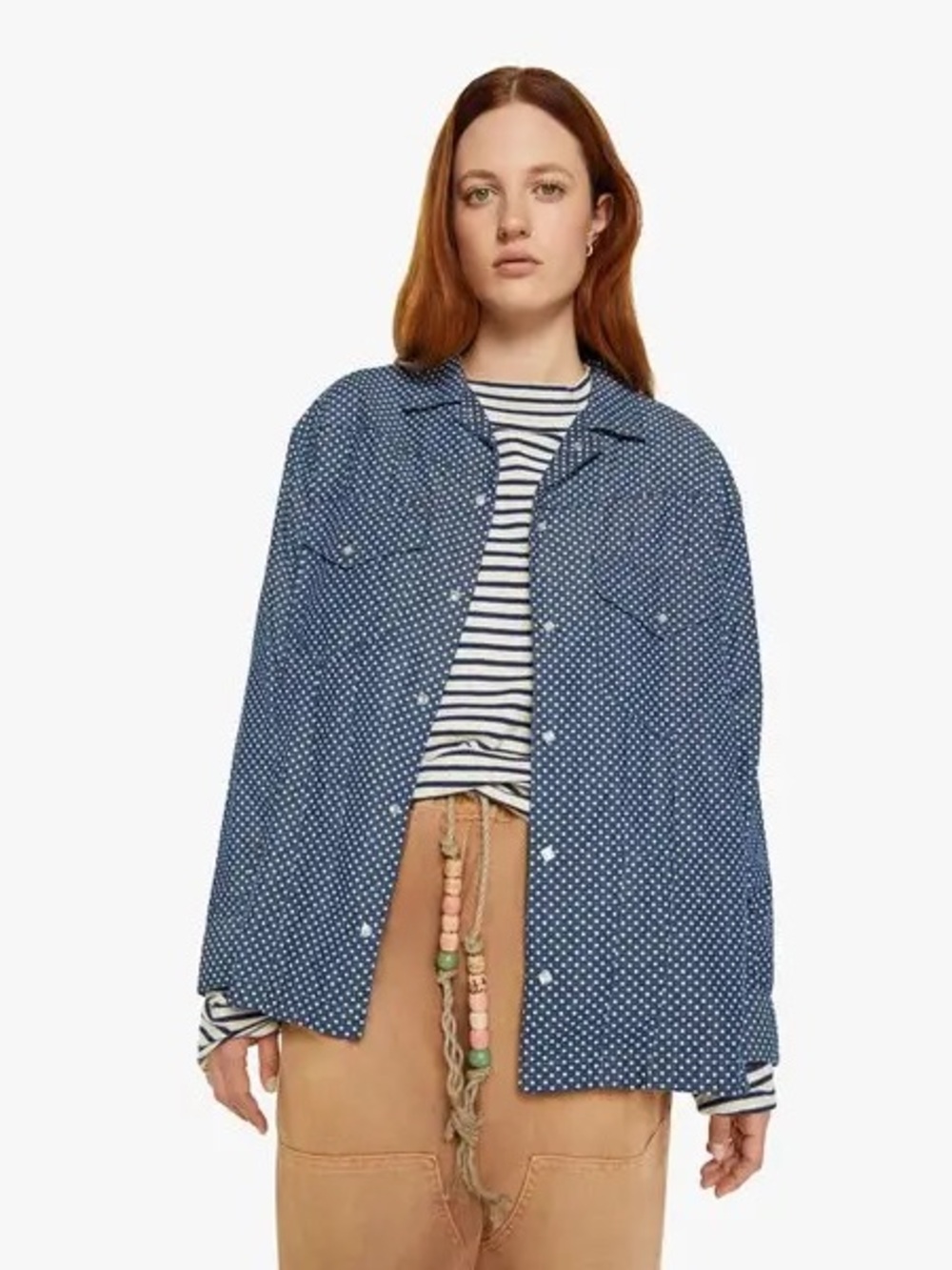 Dr collectors Roger’s shirt
Color denim dots
Size medium